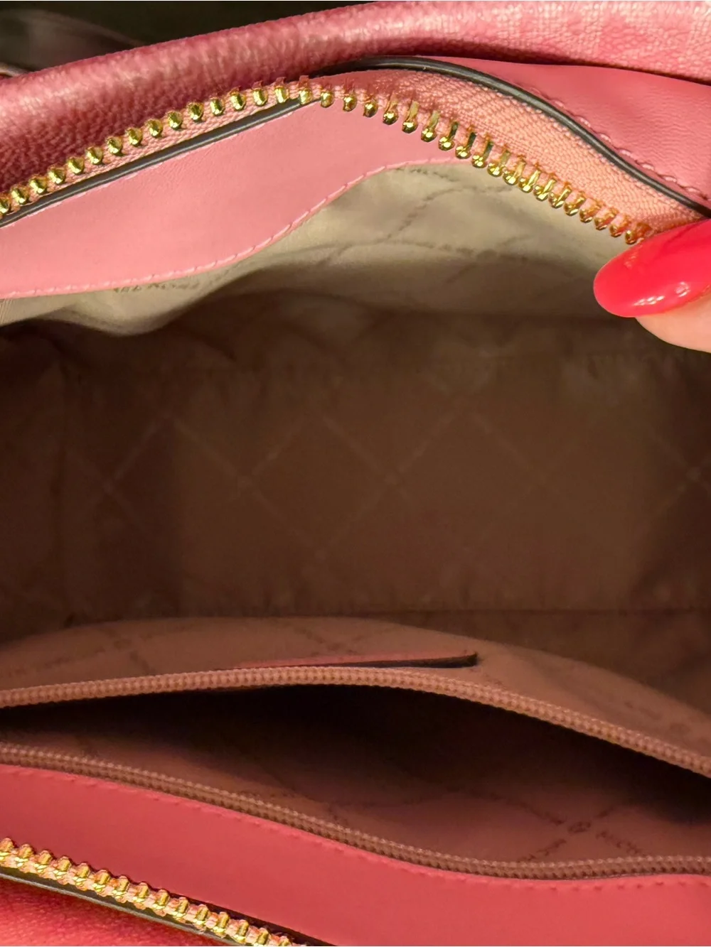 Michael Kors Pink Floral Satchel with Gold Hardware